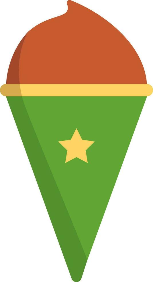 braun und Grün Eis Sahne Kegel Symbol im eben Stil. vektor
