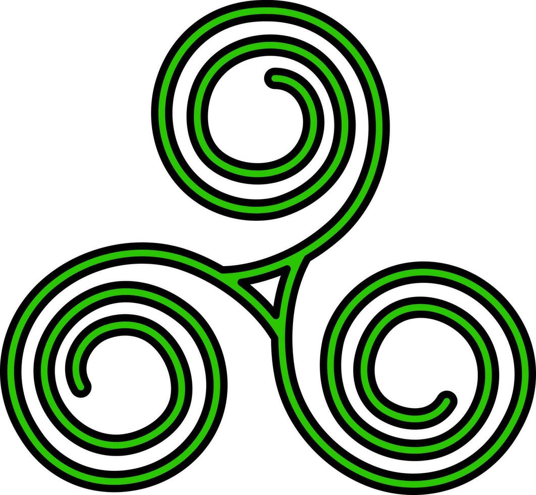 eben Illustration von Grün drei Spiral- Symbol. vektor