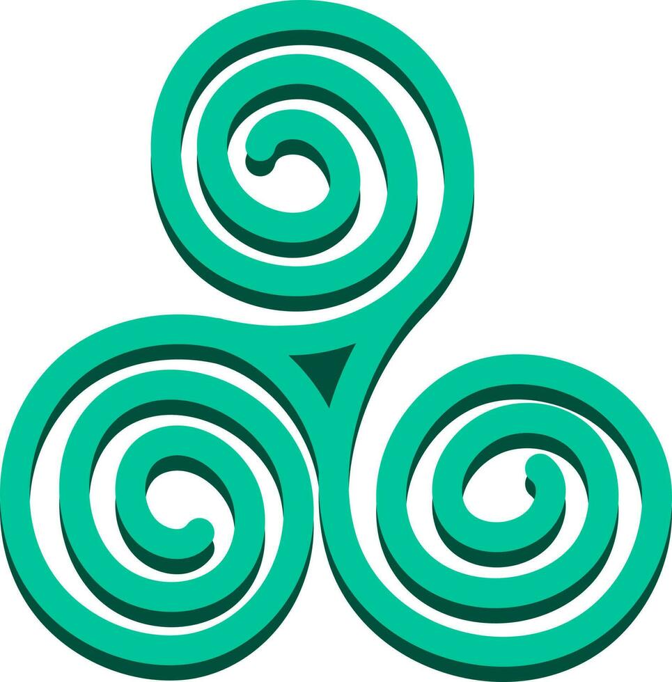 blaugrün drei Spiral- Symbol im eben Stil. vektor