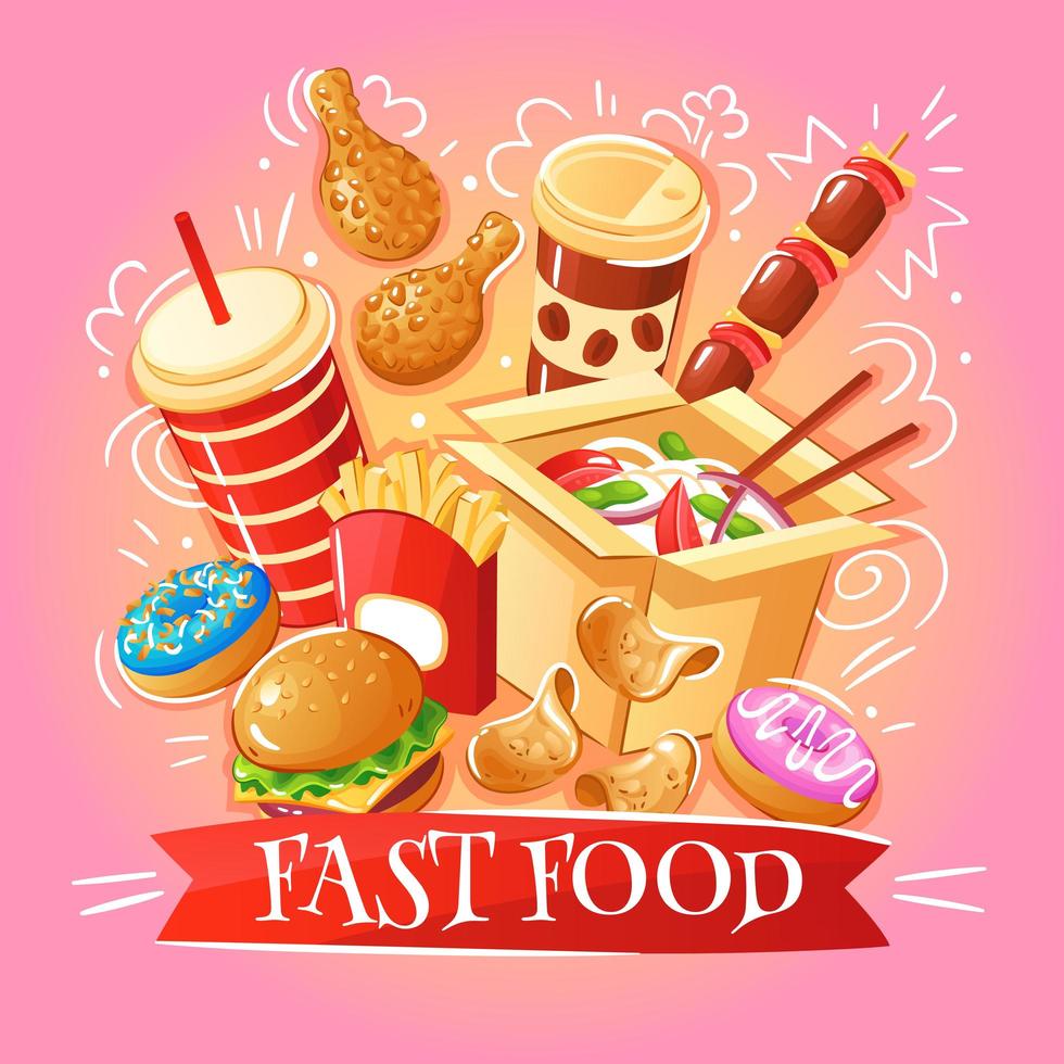 Fast-Food-Illustration Vektor-Illustration vektor