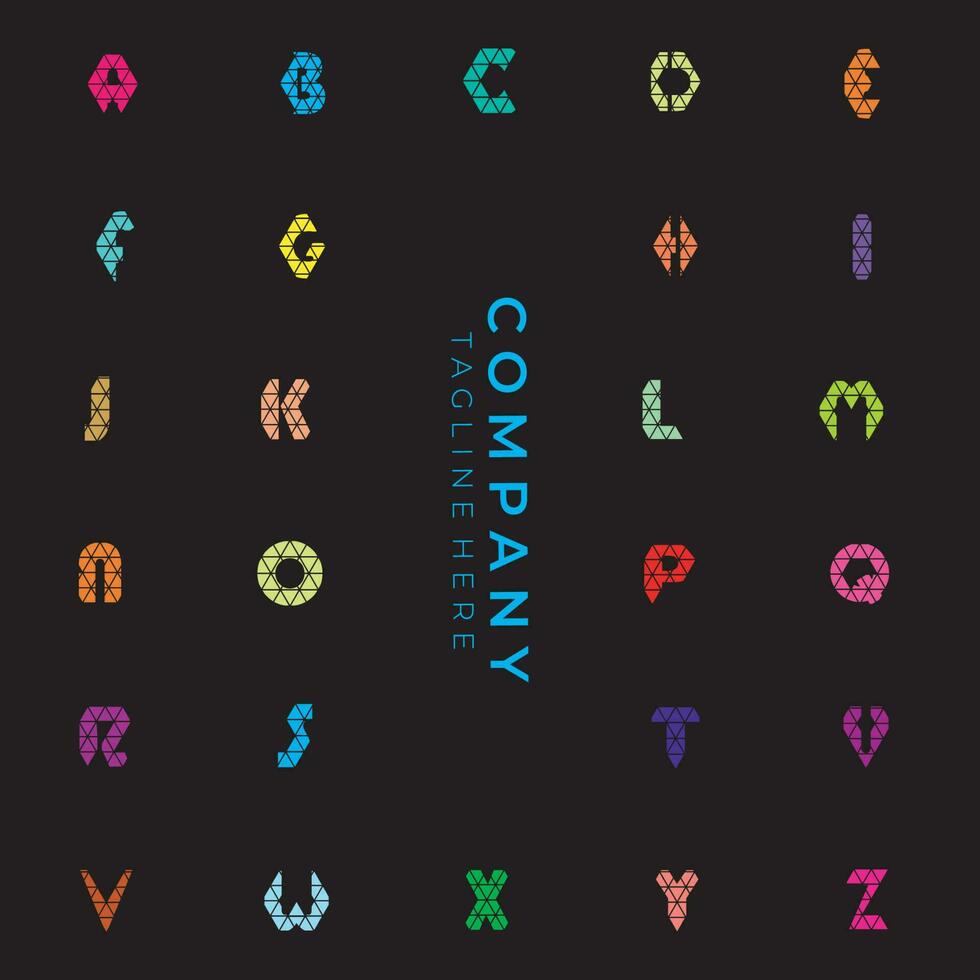 geometrisch Schriftart Farbe Kunst Alphabet, abstrakt dekorativ Briefe einstellen vektor