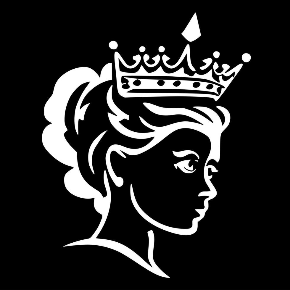 drottning, svart och vit vektor illustration