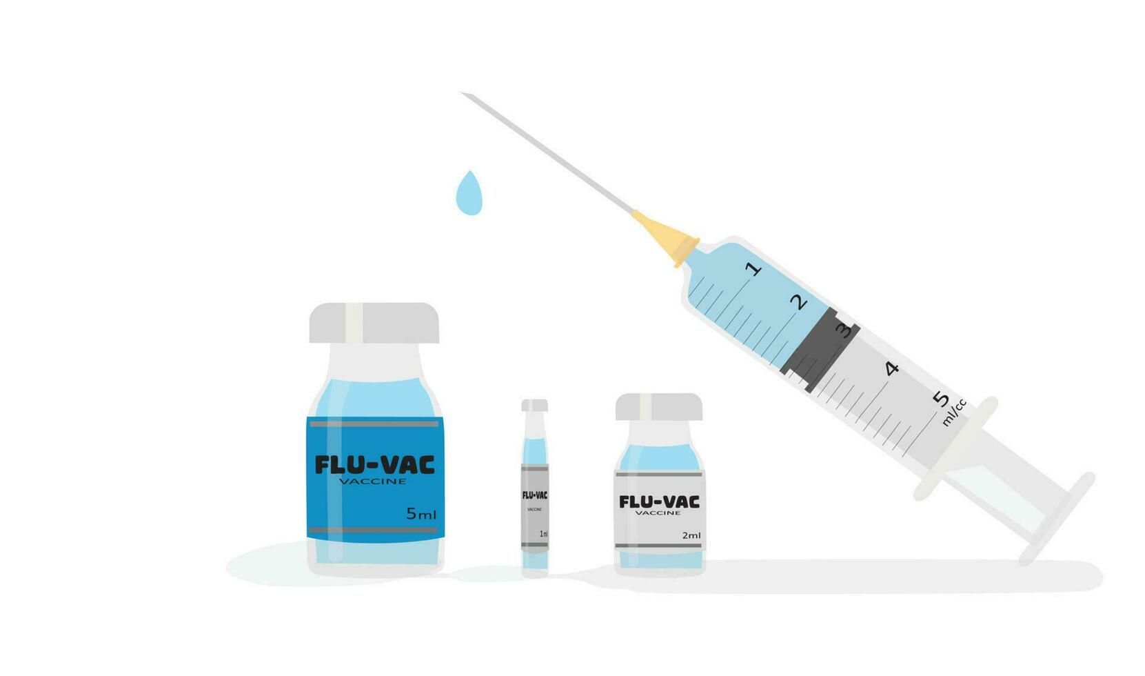 medicinsk spruta vektor uppsättning. vaccin vektor uppsättning. plast spruta med blå flytande vektor isolerat på vit bakgrund. medicinsk verktyg för injektion. platt vektor i tecknad serie stil.