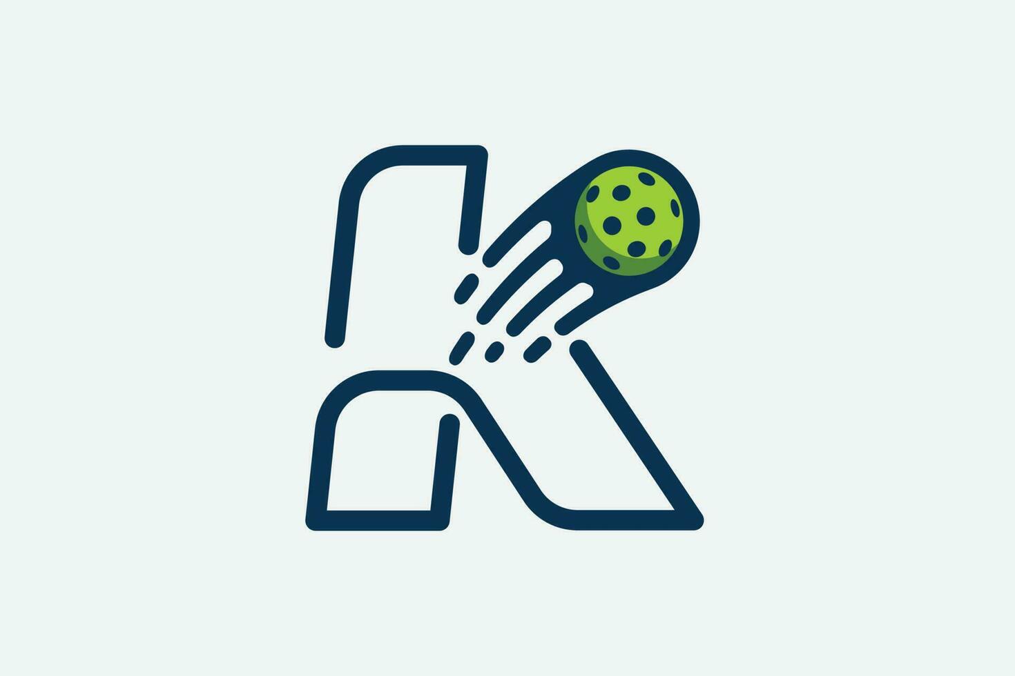 pickleball logotyp med en kombination av brev k och en rör på sig boll i linje stil för några företag framförallt pickleball butiker, pickleball Träning, klubbar, etc. vektor