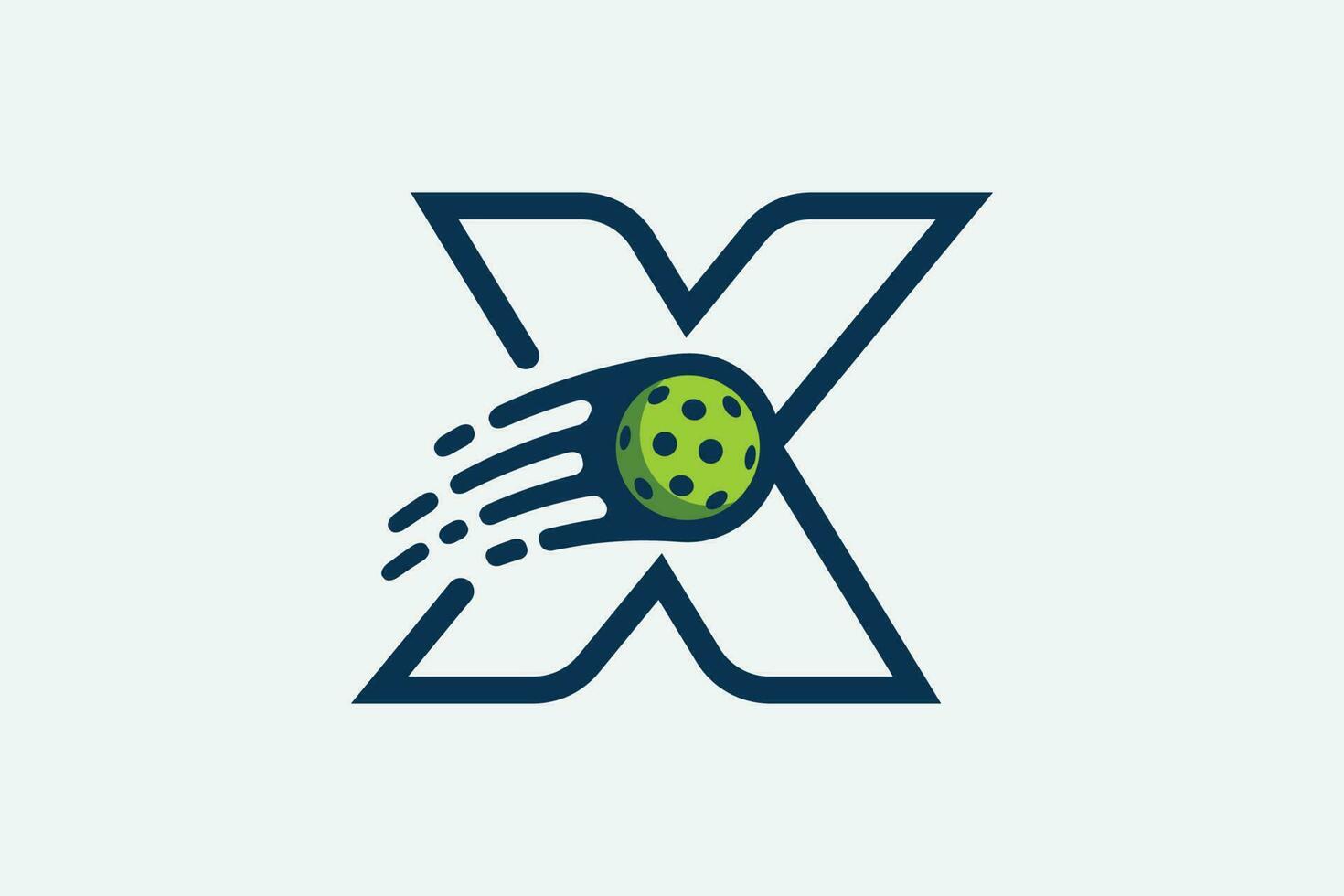 pickleball logotyp med en kombination av brev x och en rör på sig boll i linje stil för några företag framförallt pickleball butiker, pickleball Träning, klubbar, etc. vektor