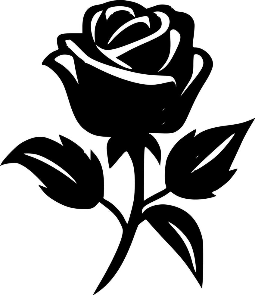 Rose - - schwarz und Weiß isoliert Symbol - - Vektor Illustration