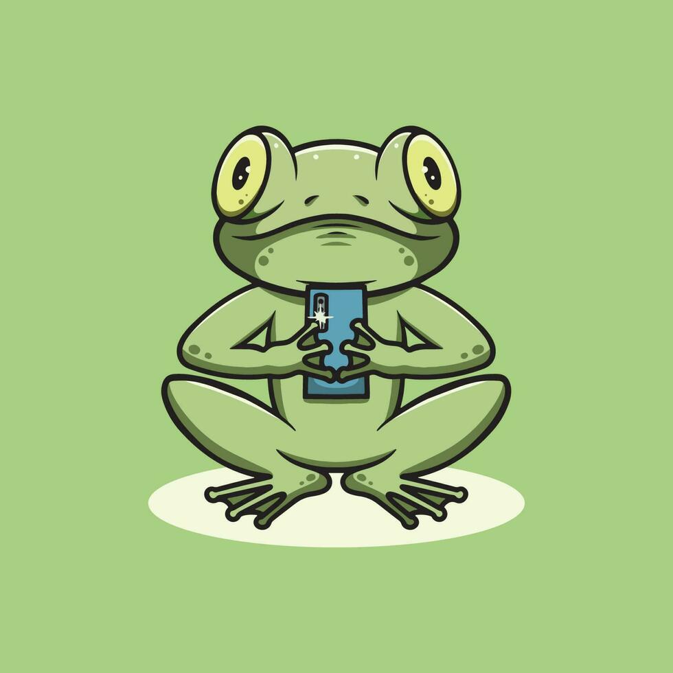 süß Frosch nehmen ein Foto Karikatur Illustration vektor