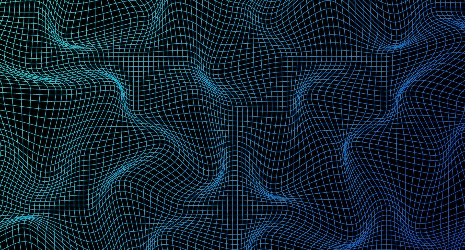 abstrakt vågig 3d maska. geometrisk dynamisk Vinka. förvrängd fyrkant rutnät. skev maska textur. trådmodell Vinka geometri rutnät. vektor illustration
