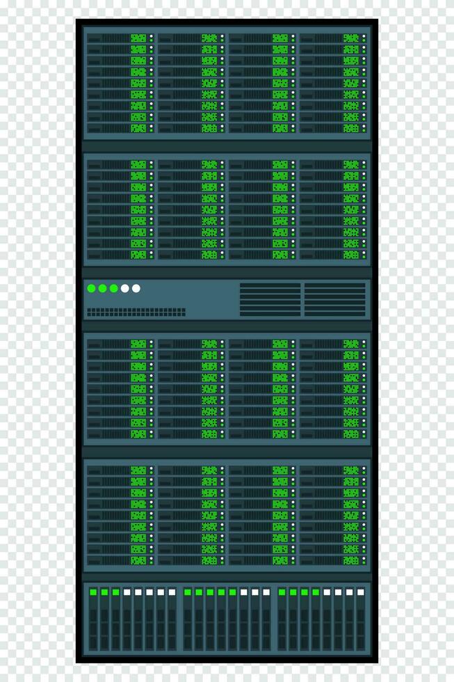 Server Gestell. Server Zimmer Daten Center. Netzwerk Server isoliert. Server im eben Design. Vektor Illustration