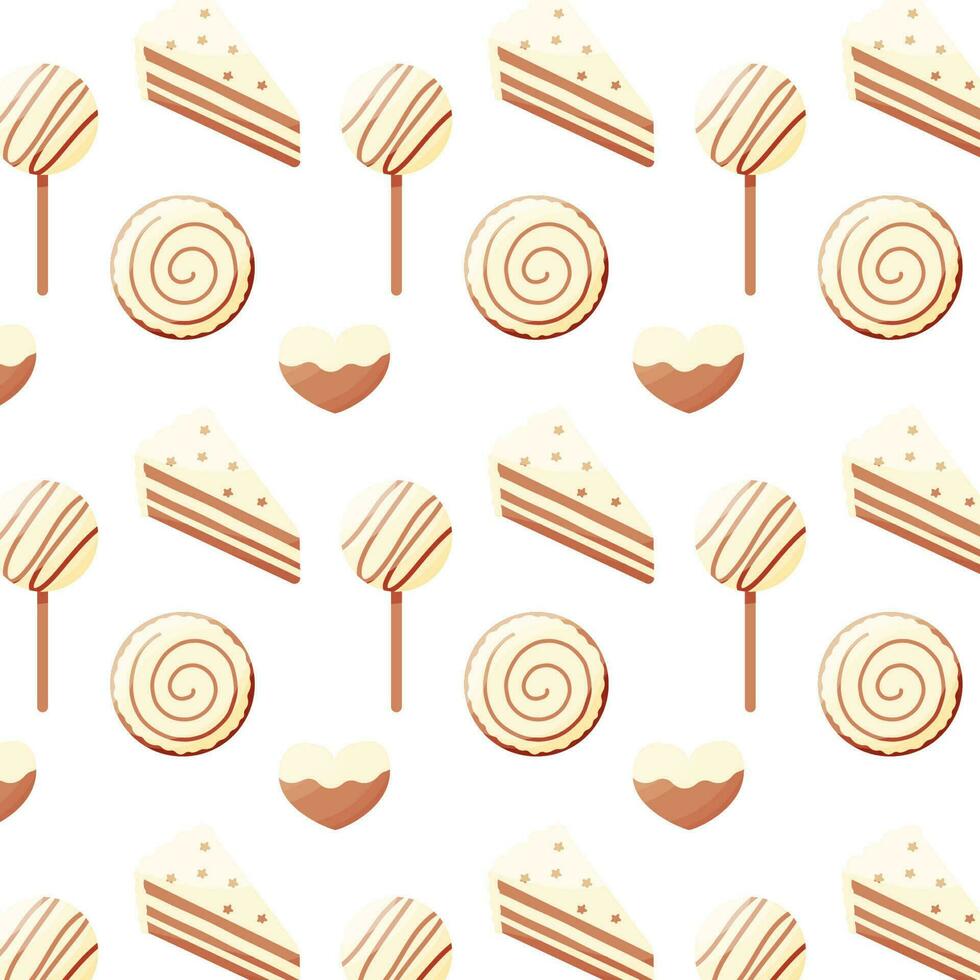 Kuchen Pops Krapfen Kaffee Süßigkeiten Schokolade Muster vektor