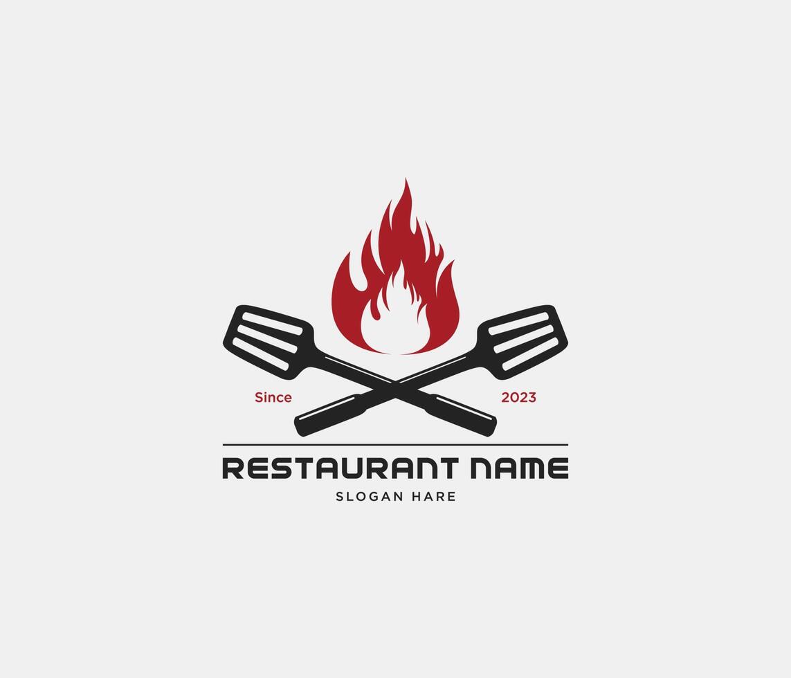 Restaurant Logo, Feuer, Symbol, gesponnen, Grill, grillen, Topf, Logo Vektoren