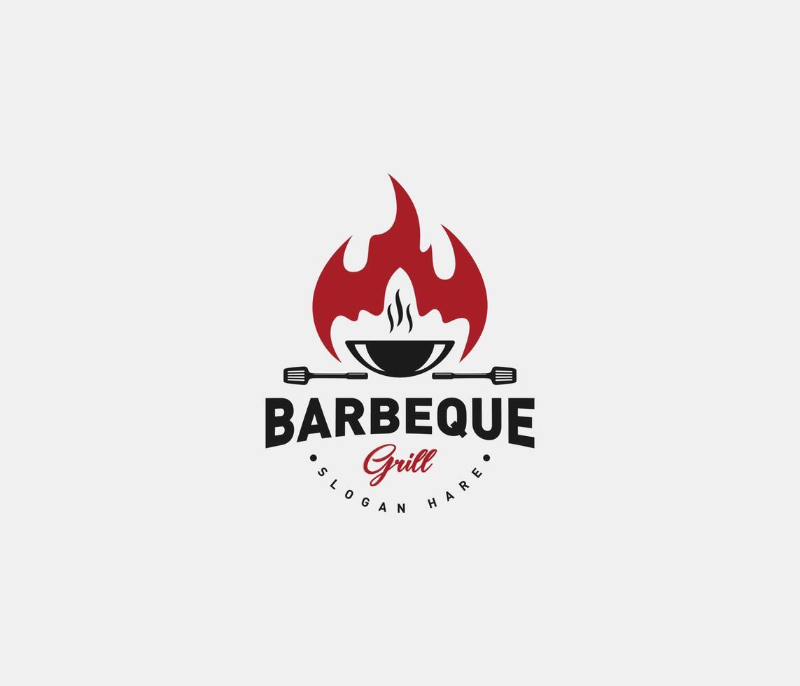 Restaurant Logo, Feuer, Symbol, gesponnen, Grill, grillen, Topf, Logo Vektoren