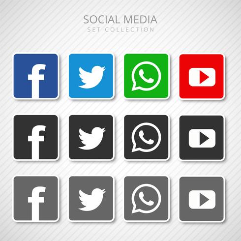 Sammanfattning sociala medier ikoner uppsättning samling vektor