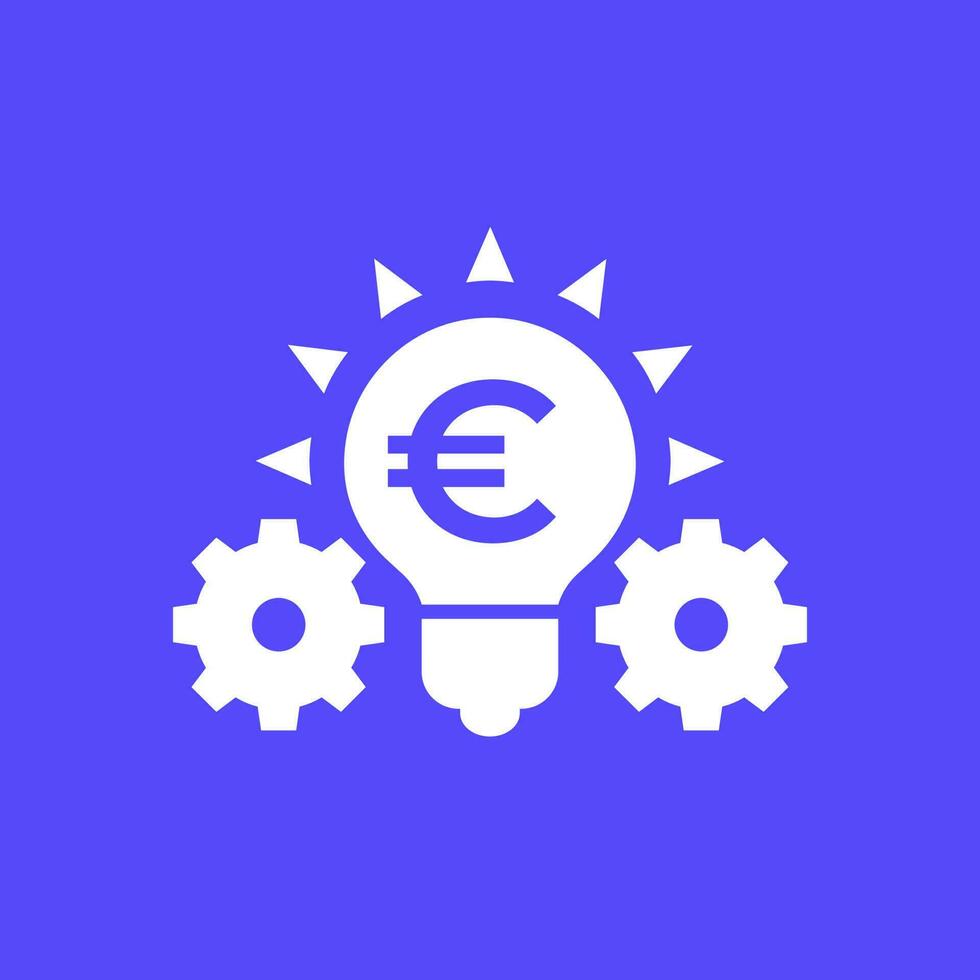 Idee Symbol mit Licht Birne, Getriebe und Euro vektor