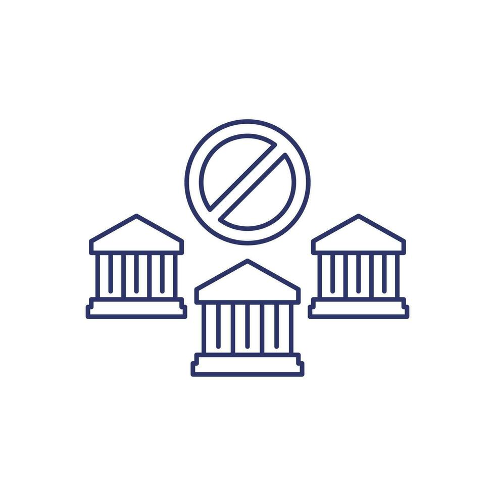 Bank Sanktionen Linie Symbol, finanziell Konzept vektor