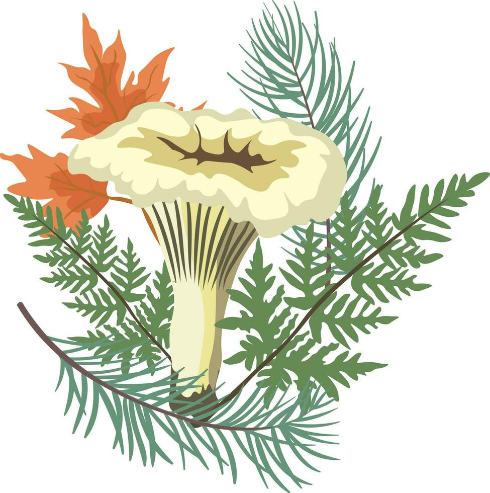 Komposition von Herbst Pilze mit Blätter im isoliert Hintergrund. vektor