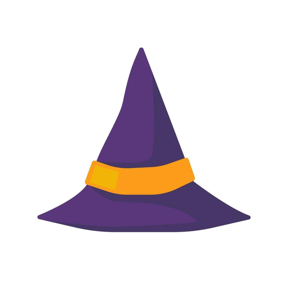 Hexe Hut. Magie Hut. das Kostüm schmückt das wenig Zauberer Kopf beim ein Halloween Party. vektor