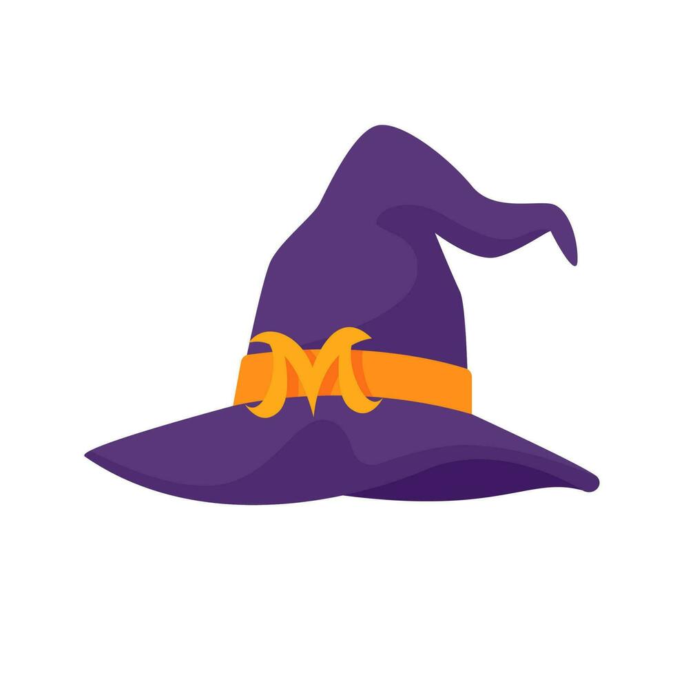 Hexe Hut. Magie Hut. das Kostüm schmückt das wenig Zauberer Kopf beim ein Halloween Party. vektor