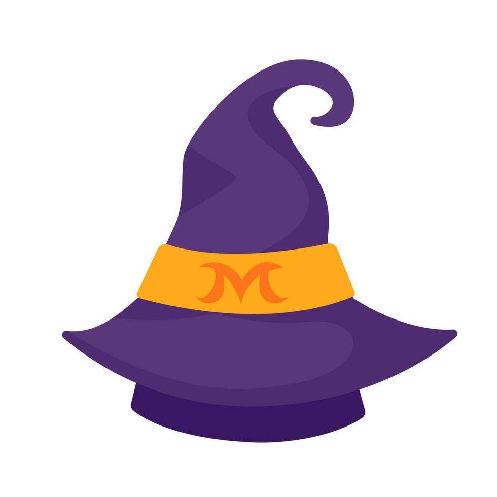 häxans hatt. magi hatt. de kostym pryder de liten trollkarlens huvud på en halloween fest. vektor