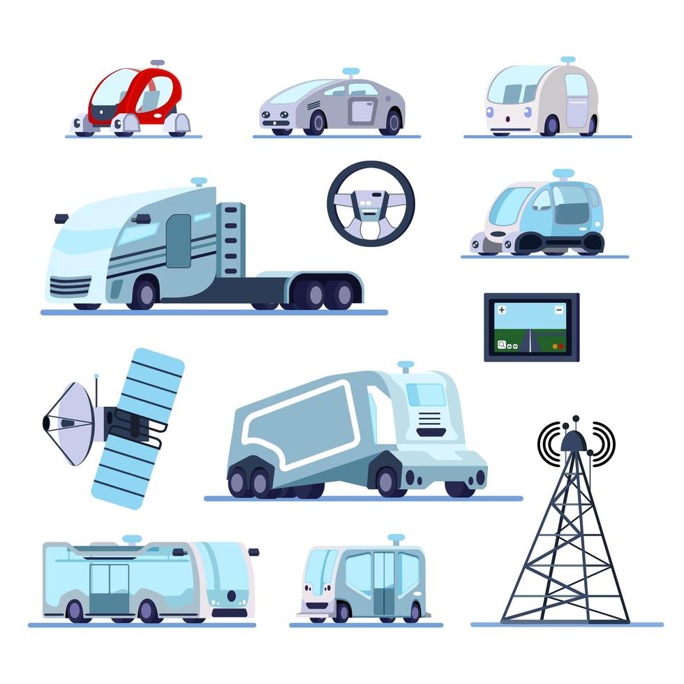 autonome fahrerlose Fahrzeuge setzen Vektorillustration vektor