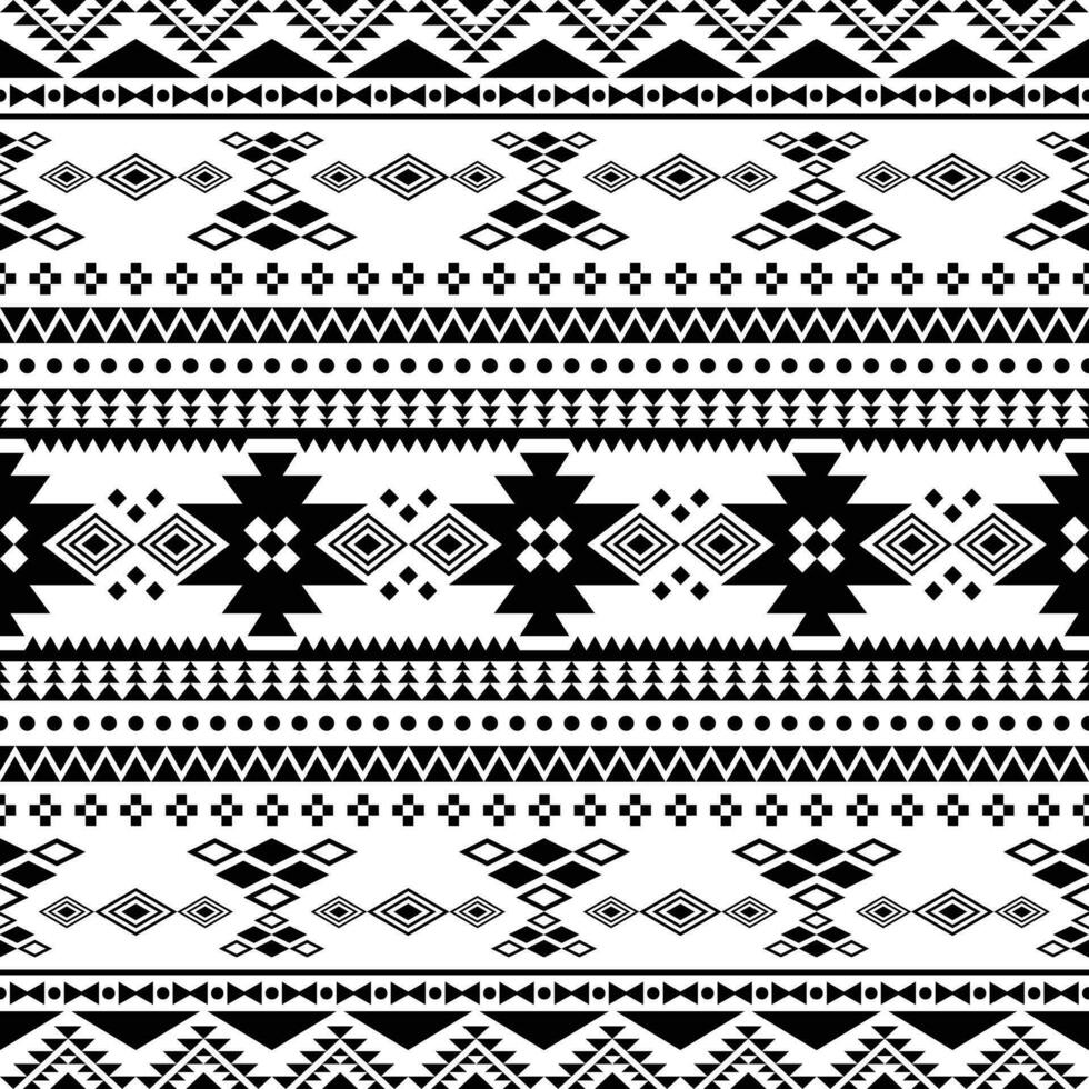 geometrisk etnisk sömlös mönster i svart och vit. aztec stam- etnisk design. abstrakt bakgrund med folk motiv. design för textil, tyg, kläder, ridå, matta, prydnad, tapet. vektor