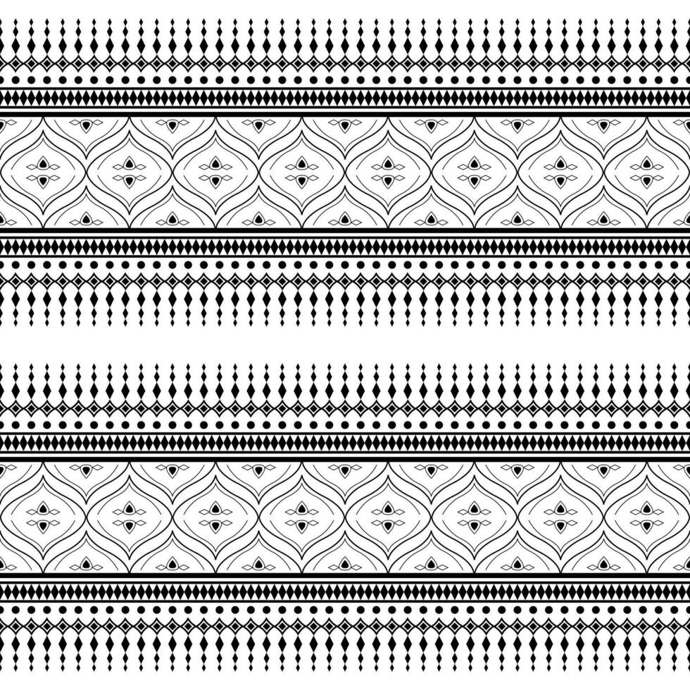 geometrisk etnisk blommig sömlös mönster traditionell i svart och vit. indisk stil. design för textil, tyg, kläder, ridå, matta, batik, prydnad, tapet, bakgrund, omslag, papper. vektor