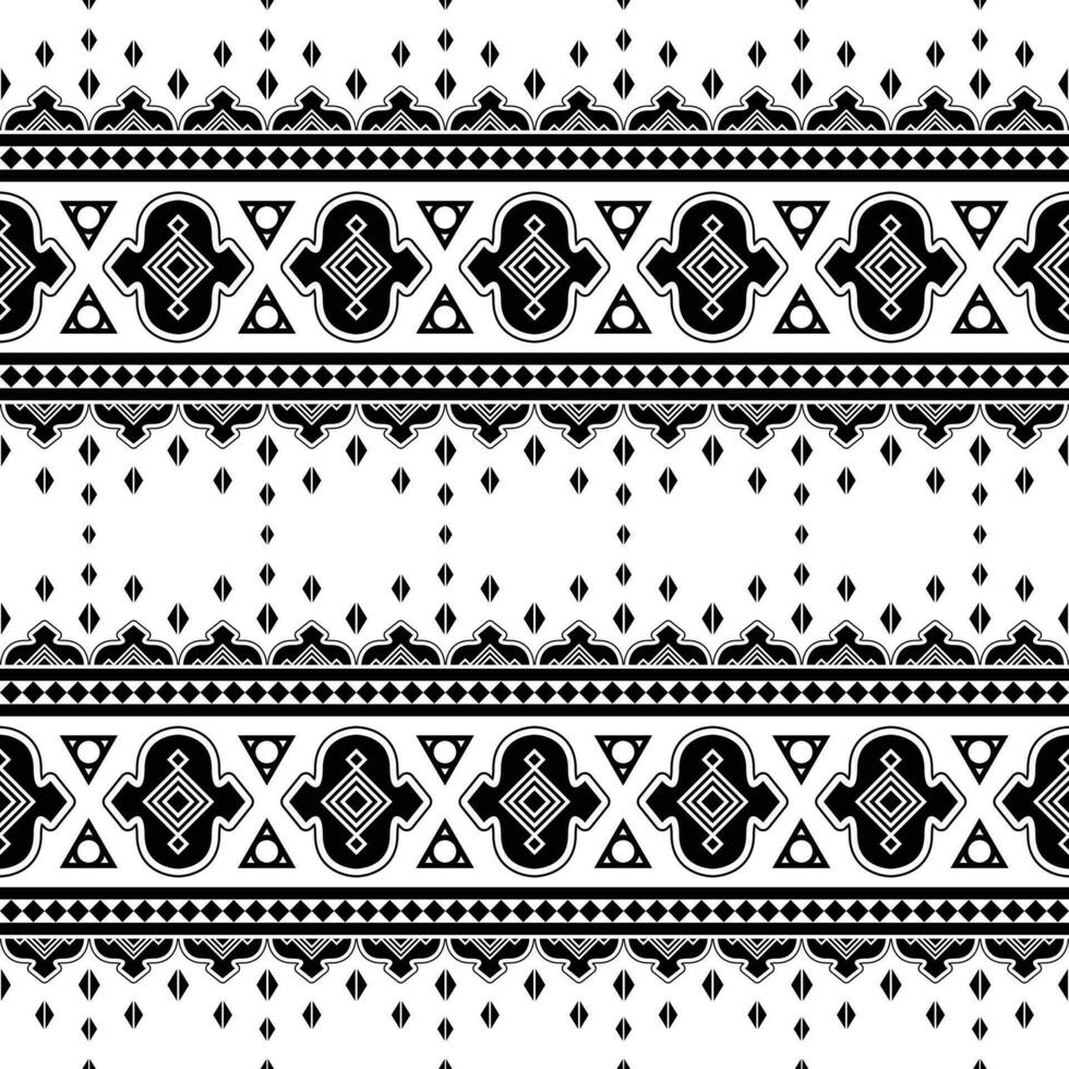 geometrisch Stammes- nahtlos Muster mit ethnisch aztekisch Motive im schwarz und Weiß. abstrakt Hintergrund im ethnisch Stil. Design zum Textil, Stoff, Kleidung, Vorhang, Teppich, Batik, Ornament, Hintergrund. vektor