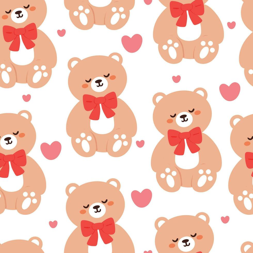 sömlös mönster tecknad serie björnar. söt djur- tapet illustration för gåva slå in papper vektor