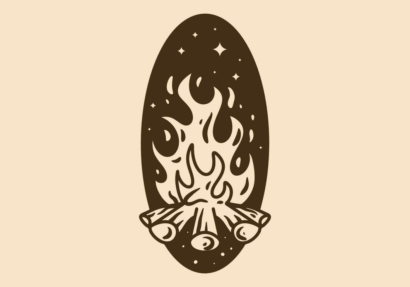 Mono Linie Kunst Illustration von ein Lagerfeuer vektor