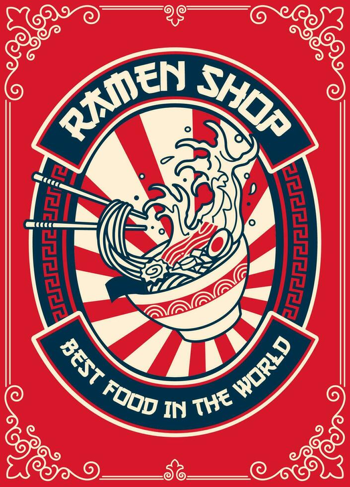 Ramen Geschäft Poster Stil Jahrgang Design vektor