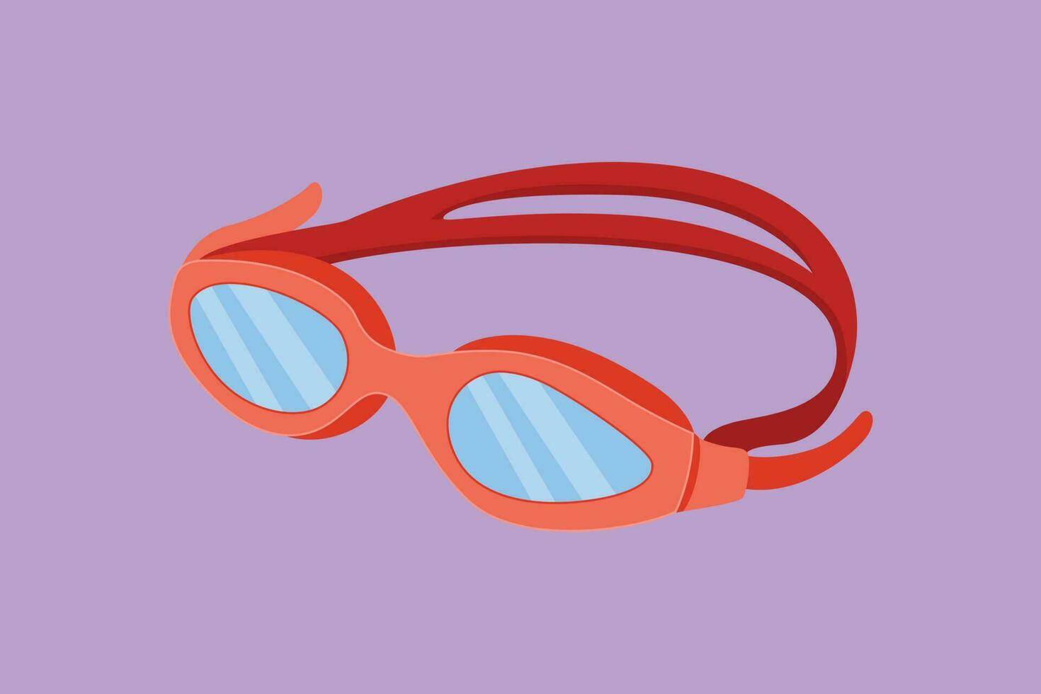 Charakter eben Zeichnung Brille zum Schwimmen Logo, Etikett, Symbol, Symbol. schwimmen Brille zum Wettbewerb, Turnier. Fachmann Schwimmen Schwimmbad Ausrüstung. Strand Objekt. Karikatur Design Vektor Illustration