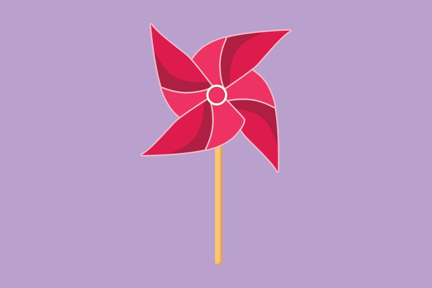 Karikatur eben Stil Zeichnung stilisiert Papier Windmühle Logo, Symbol. Origami Papier Windmühle. spielen Ausrüstung abbilden Spielzeug Windrad. Kinder Spielzeuge rotierend im das Wind. Grafik Design Vektor Illustration