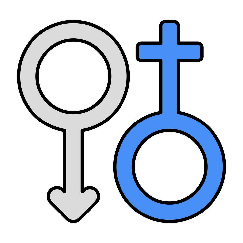 färgad linje ikon av kön vektor