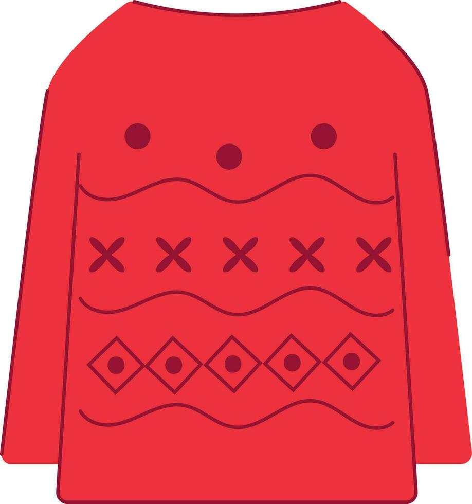 ethnisch Design Sweatshirt oder T-Shirt Symbol im rot Farbe. vektor