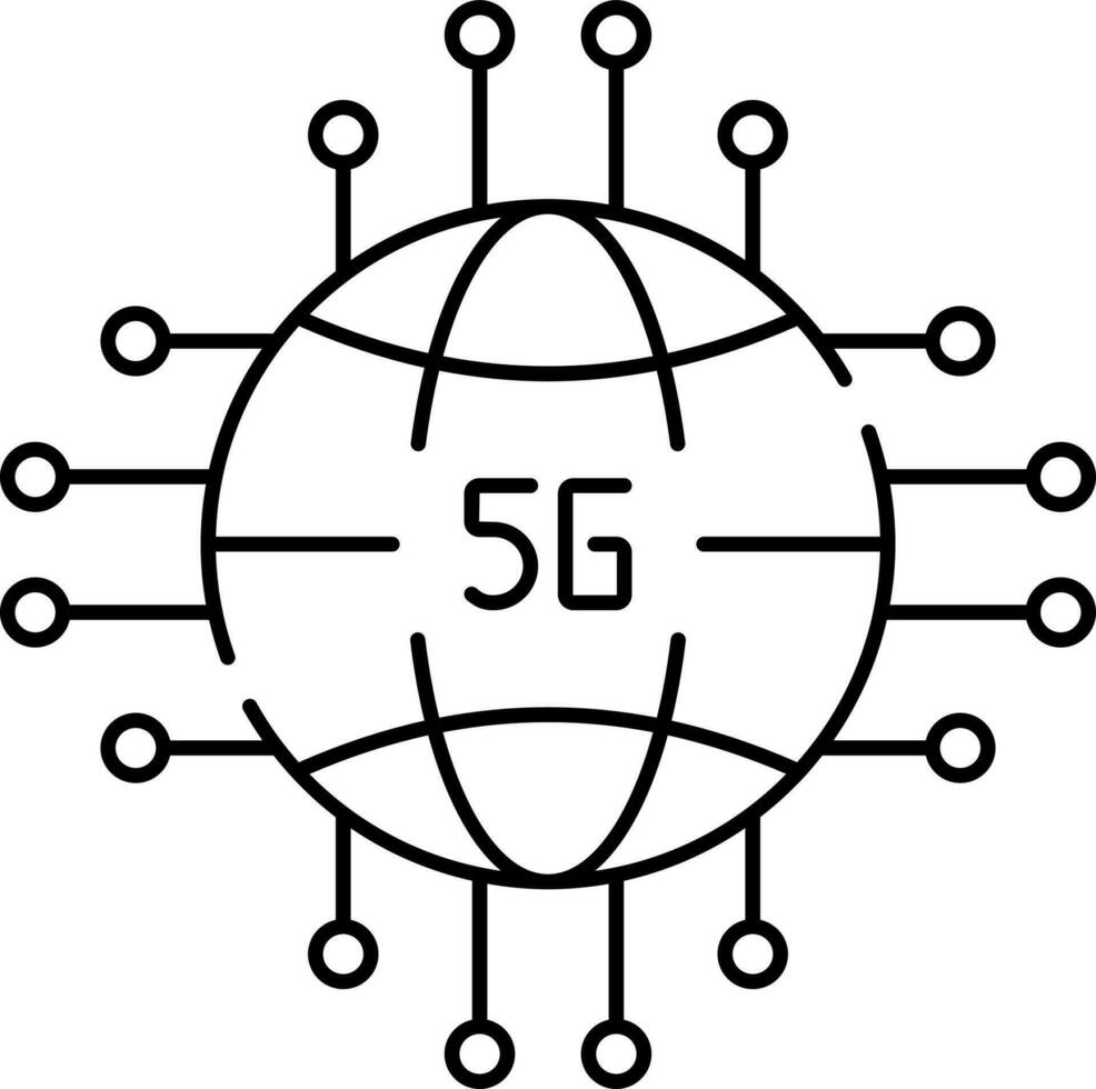 5g Konnektivität oder Vernetzung Symbol im schwarz dünn Linie Kunst. vektor