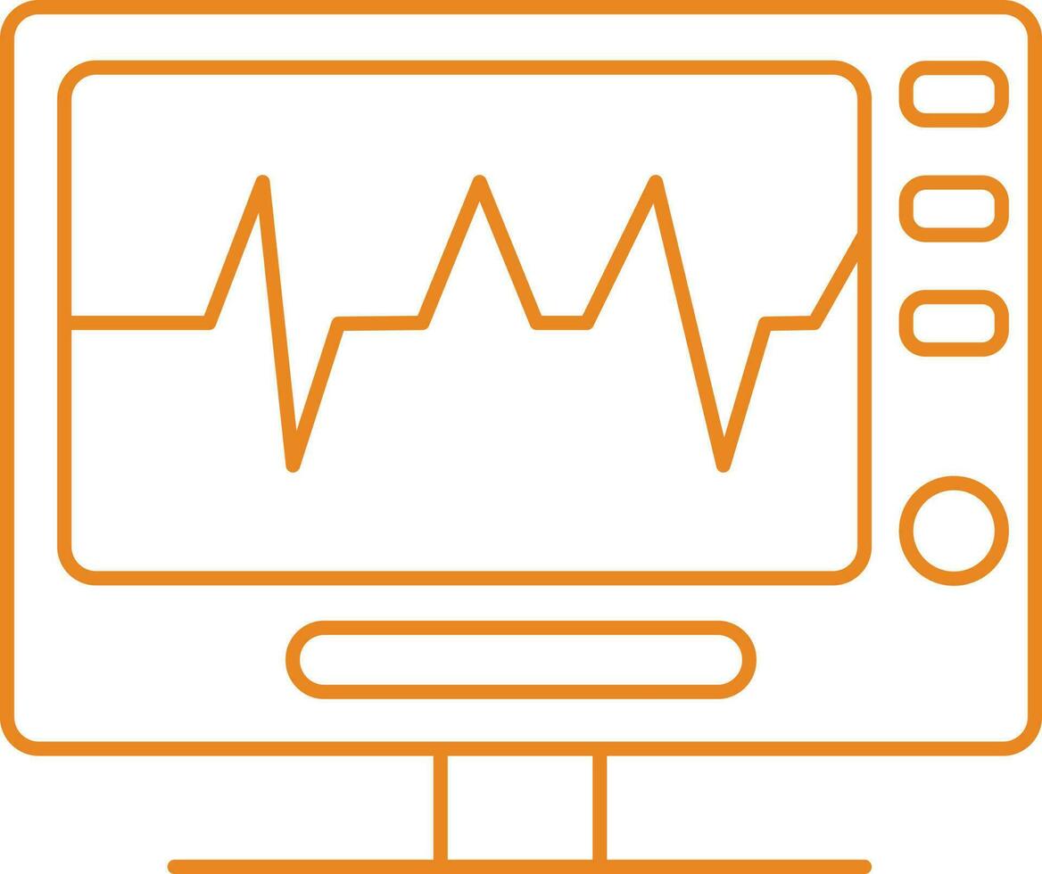 illustration av ecg maskin ikon i orange tunn linje konst. vektor