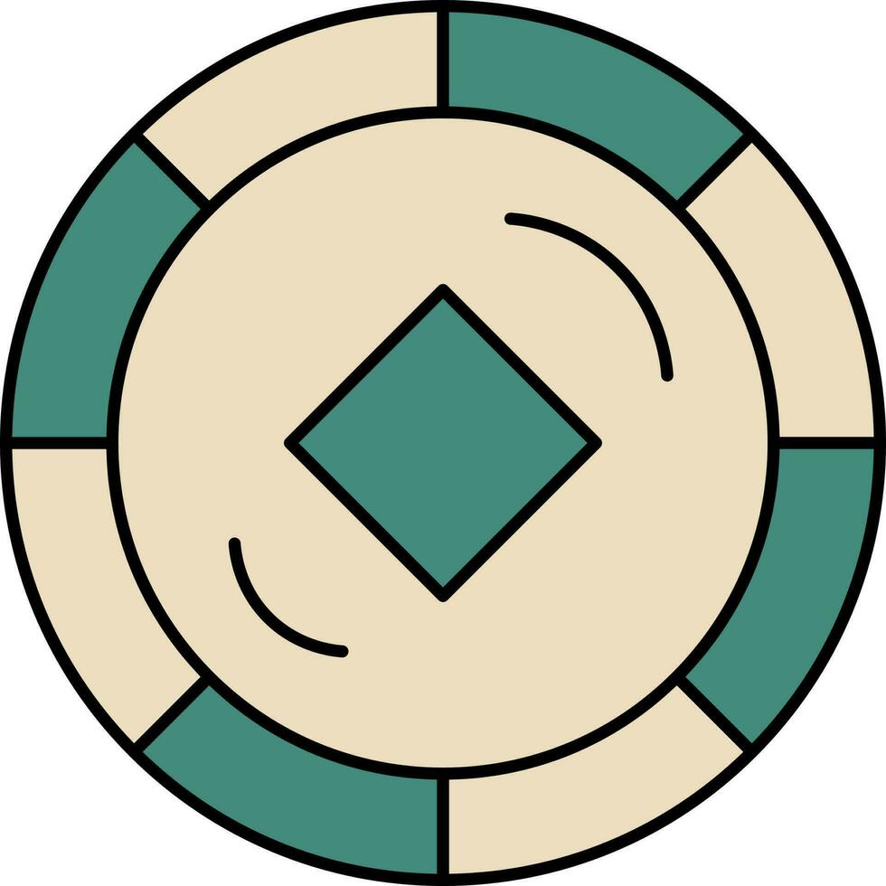 mynt ikon i kricka grön och brun Färg. vektor