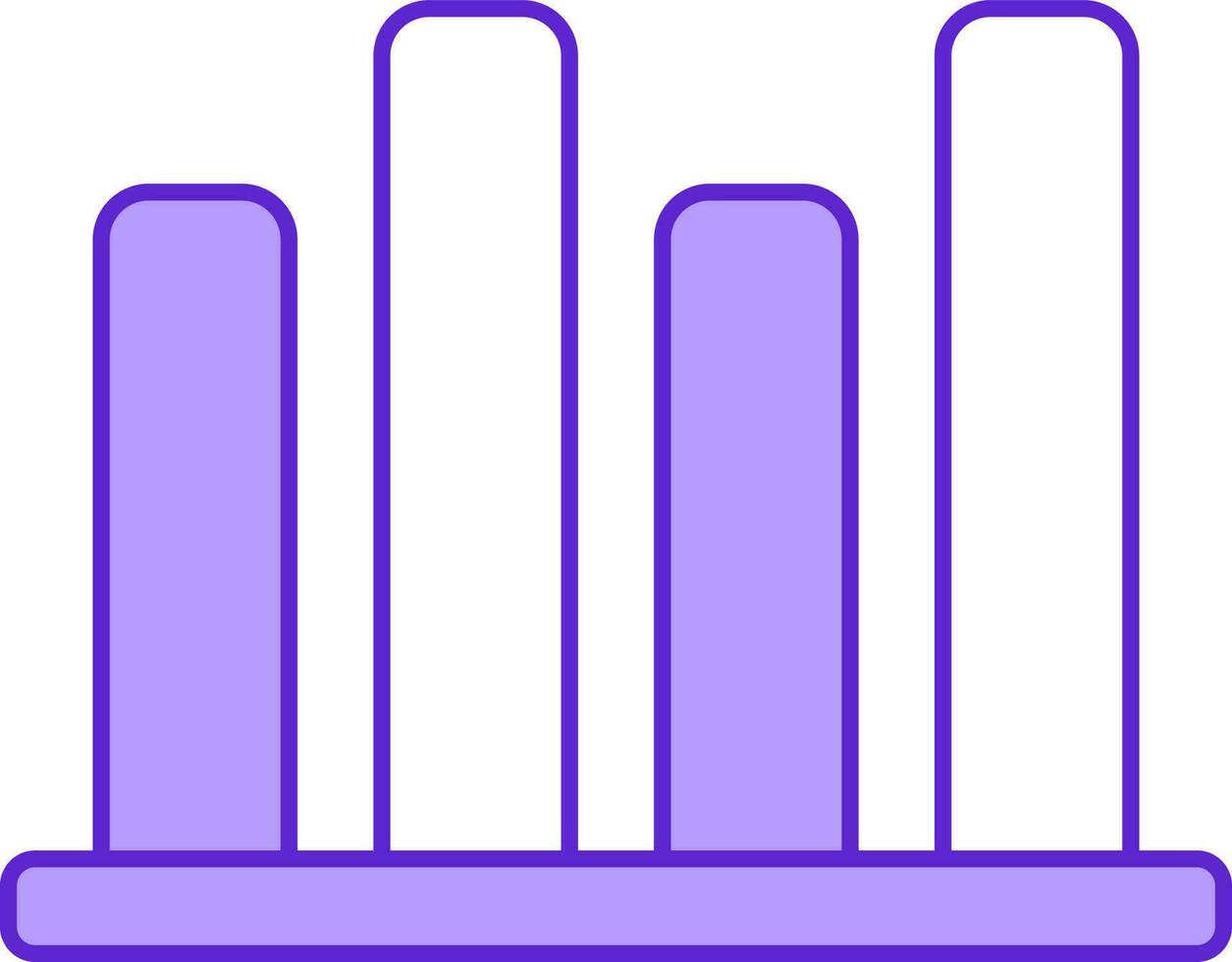 fyra steg bar Graf Diagram ikon i violett och vit Färg. vektor