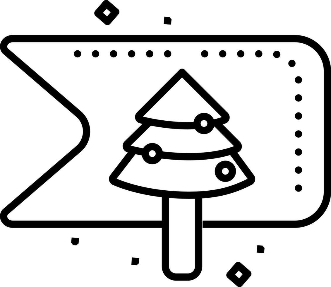 Weihnachten Baum Etikett schwarz Schlaganfall Symbol oder Symbol. vektor