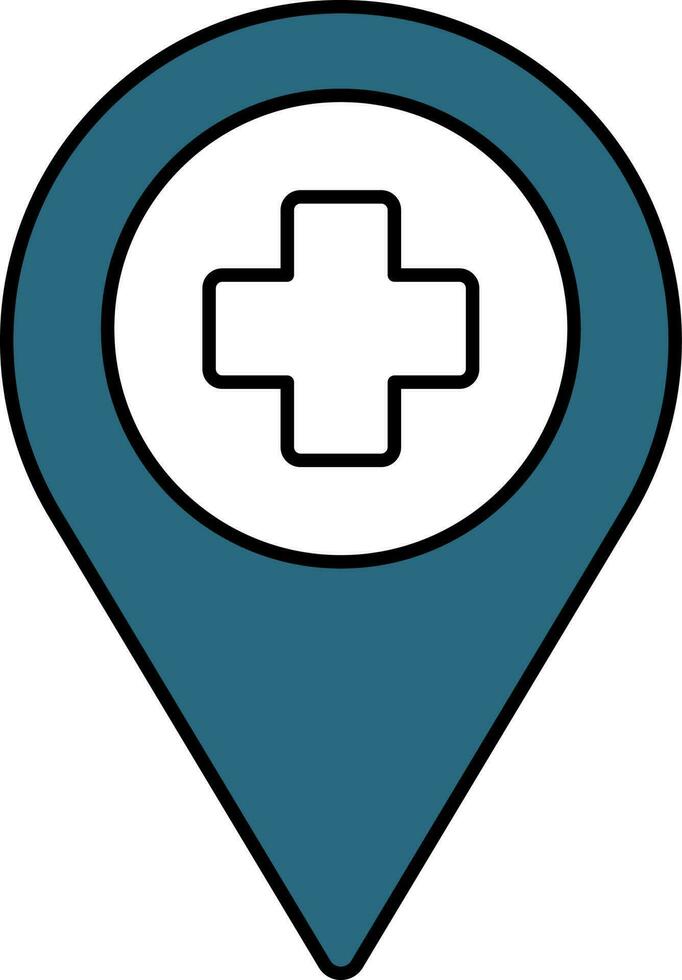 Gesundheit Center Ort Punkt Symbol im Blau Farbe. vektor