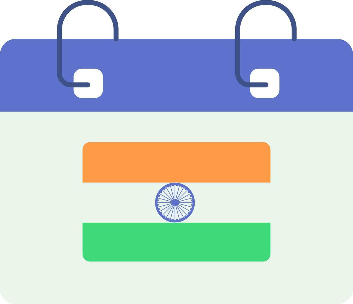 indisch Flagge Symbol Kalender Symbol im eben Stil. vektor