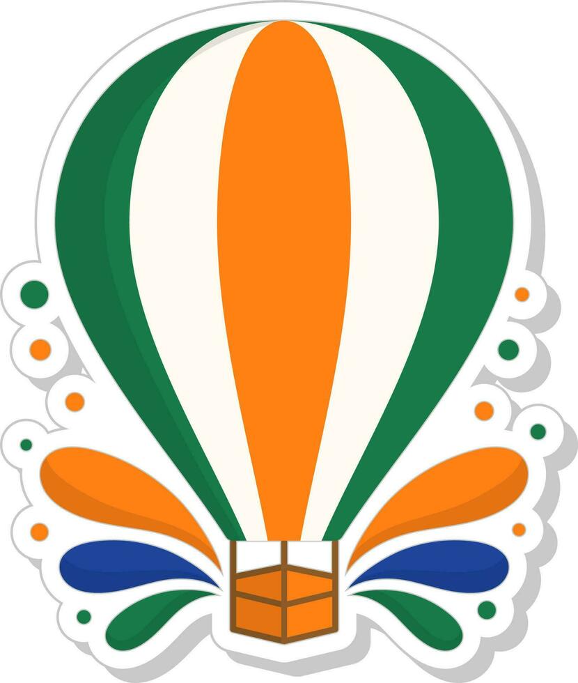 isolerat varm luft ballong klistermärke i indisk flagga Färg. vektor