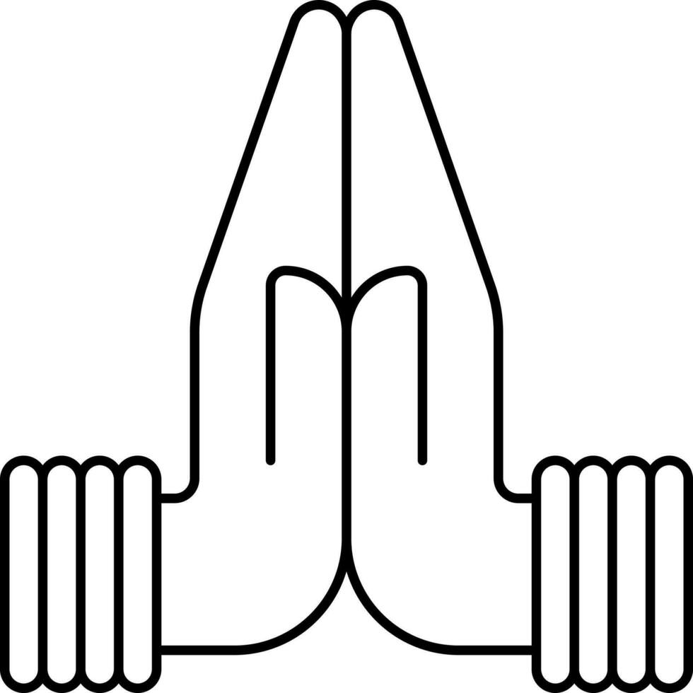 Linie Kunst indisch weiblich tun namaste Hände Symbol oder Symbol. vektor