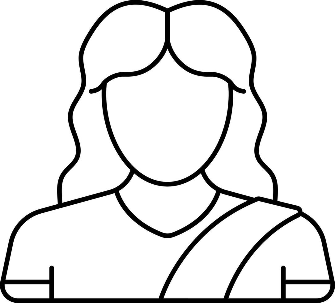 ansiktslös indisk kvinna tecknad serie linjär ikon. vektor