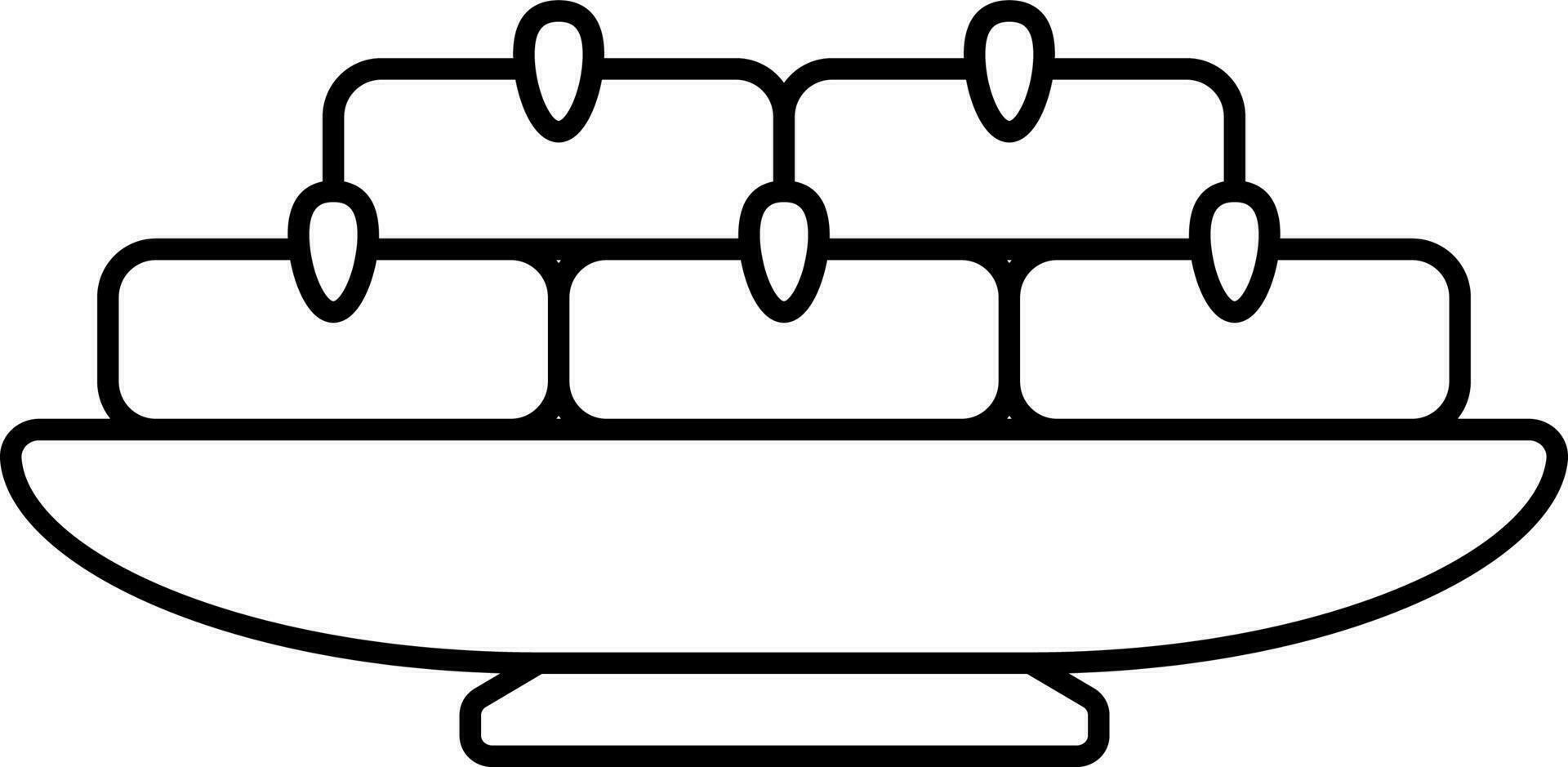 svart linje konst illustration av sandesh sötsaker tallrik ikon. vektor