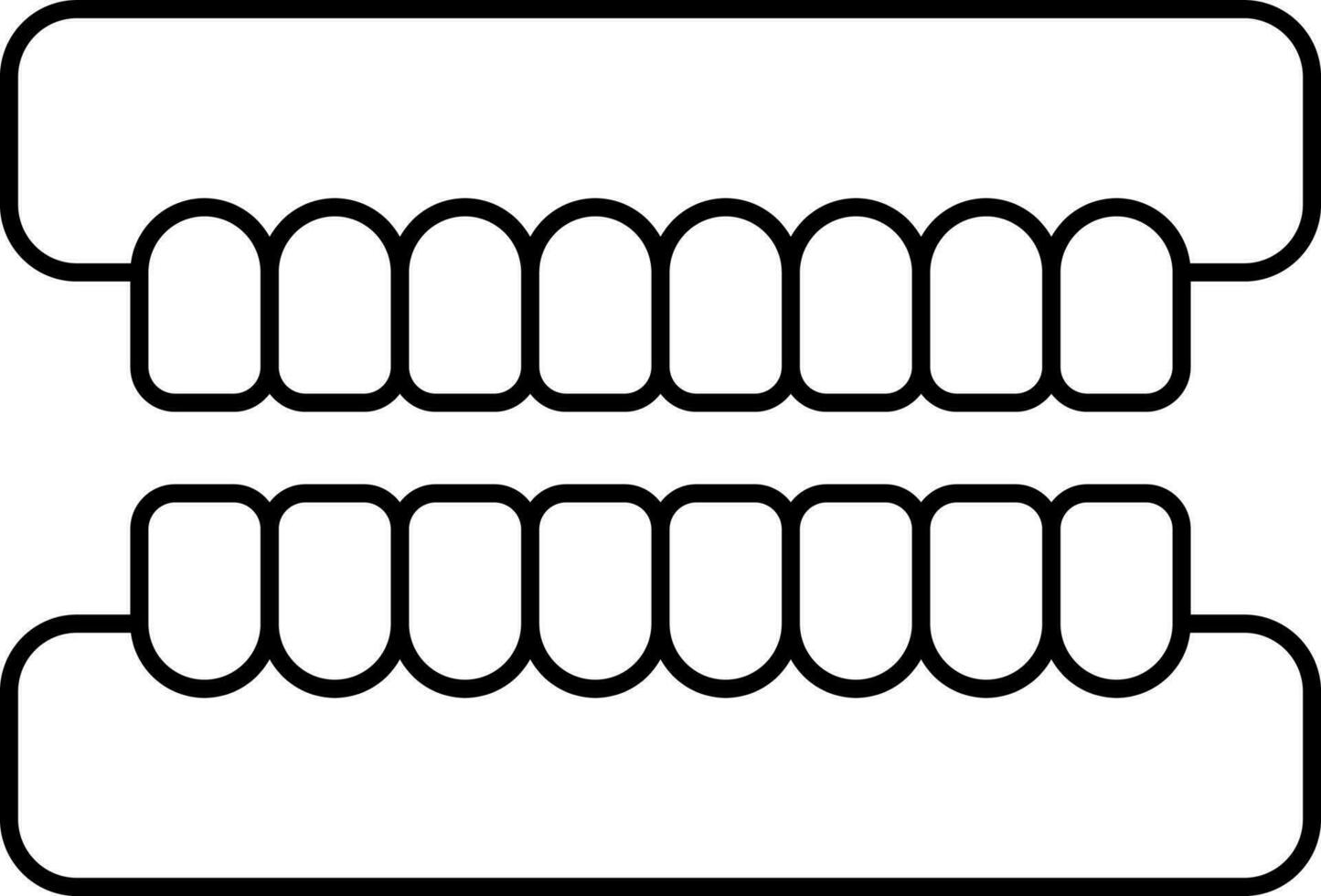 künstlich Zähne Symbol im schwarz Linie Kunst. vektor