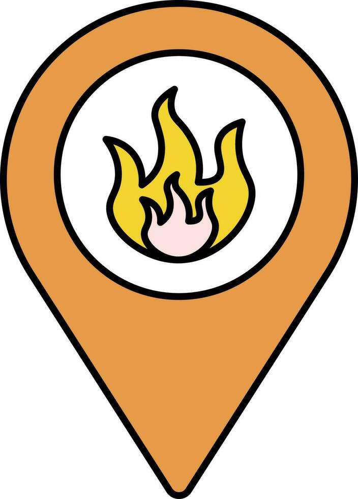 Feuer Ort Center Symbol oder Symbol im Orange und Gelb Farbe. vektor