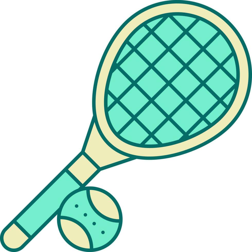 tennis racket med boll ikon i turkos och gul Färg. vektor