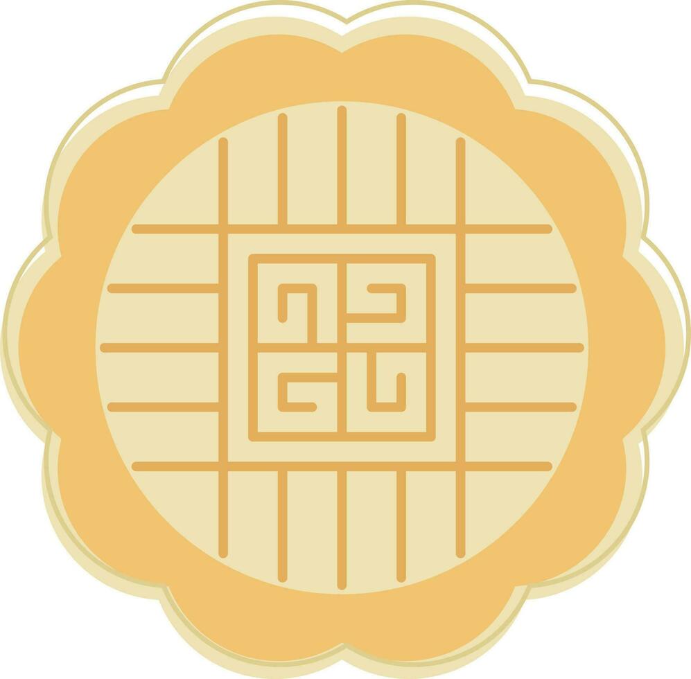 Gelb Chinesisch Mondkuchen Symbol im eben Stil. vektor