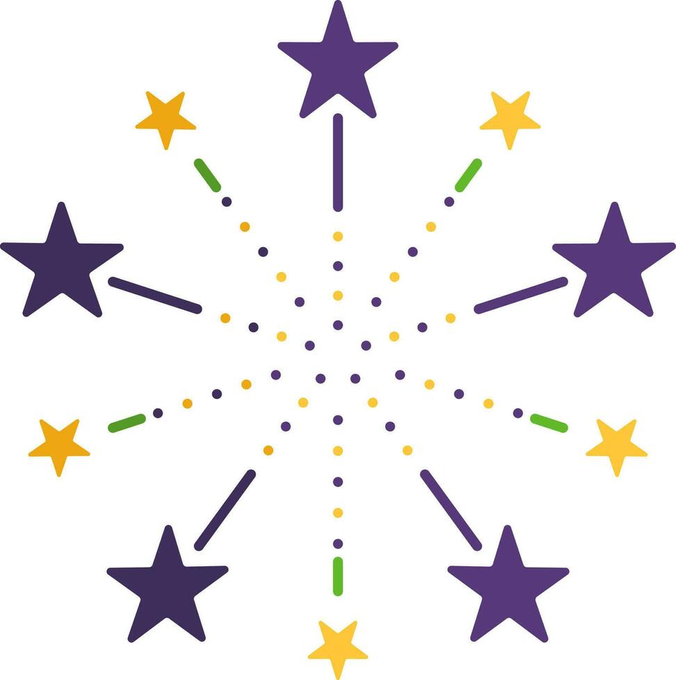 färgrik spricker fyrverkeri ljus platt ikon. vektor